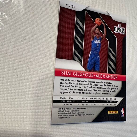Panini Blue and Red rook shai gilgeous-Alexander prizm mint condition - Picture 3 of 3